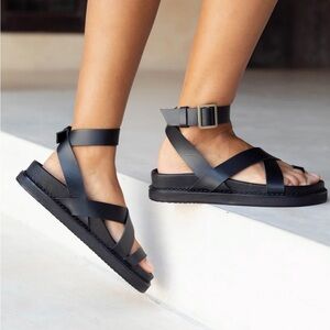 Liberté Black Strappy Sandals